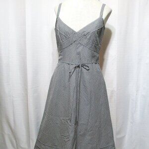 Talbots Dress Womens Black White Gingham Cotton Summer Sundress Pockets SZ 4 NEW